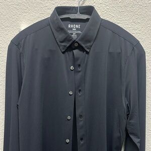Rhone Commuter Men's Black Button Down Shirt, Slim Fit Small